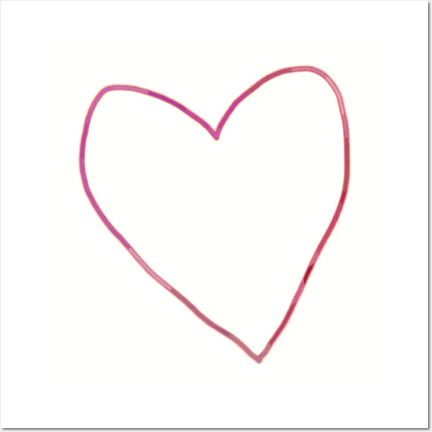 Pink Heart Outline Wall Art by ellenhenryart